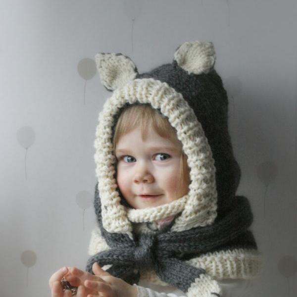 Knitting Pattern Cat Hood And Cowl Set Simba (baby, Toddler, Child ...